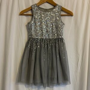 GAP Kids Girls Sequin Sparkle‎ Party Dress Gray Silver Size S (6-7)